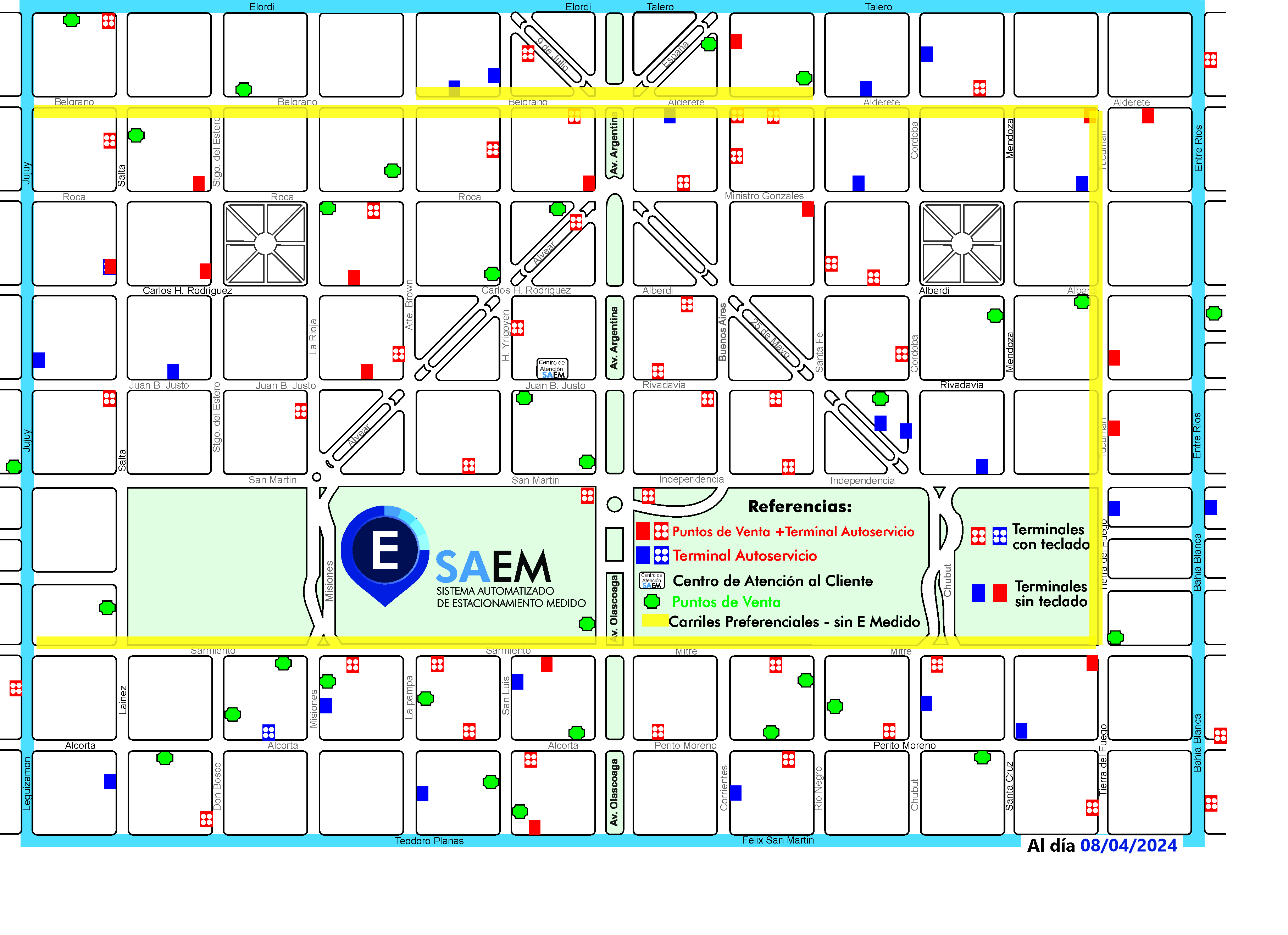 mapa estacionamiento puntos SAEM estacionamiento medido